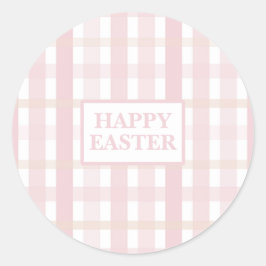Roze Mix Plaid Ronde Sticker