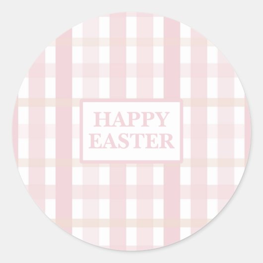 Roze Mix Plaid Ronde Sticker (Voorkant)