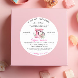 Roze Mixer Cottage Food Law Bakkerij Ingrediënten Ronde Sticker