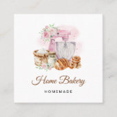 Roze Mixer Zuurdesembrood Bakkerij Vierkante Visitekaartje (Voorkant)