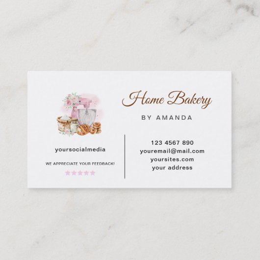 Roze Mixer Zuurdesembrood Bakkerij Visitekaartje (Achterkant)