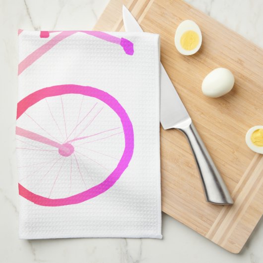 Roze mobre fiets velo keukenhanddoek (Quarter Fold)