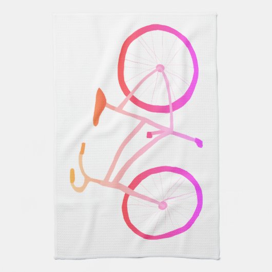 Roze mobre fiets velo keukenhanddoek (Verticaal)