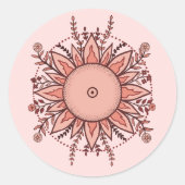 Roze & Mocha Bloemenzon Ronde Sticker (Voorkant)