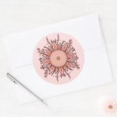 Roze & Mocha Bloemenzon Ronde Sticker (Envelop)