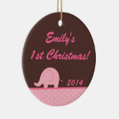 Roze Mod Elephant Jungl Persoonlijke naam Ornament (Rechts)