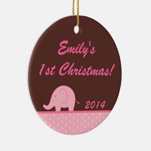 Roze Mod Elephant Jungl Persoonlijke naam Ornament (Rechts)