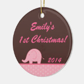 Roze Mod Elephant Jungl Persoonlijke naam Ornament (Links)