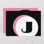 ROZE Mod Monogram Vet Initiaal Note Kaart Notitiekaartje (Voorkant / Achterkant)