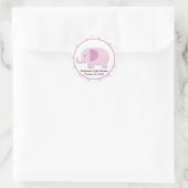 Roze Mod Olifant Baby shower Favor Sticker (Tas)