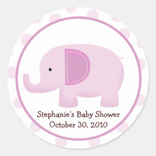 Roze Mod Olifant Baby shower Favor Sticker