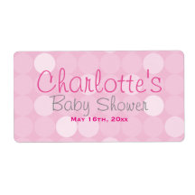 Roze MOD Polka Dot Baby shower Waterflesetiketten