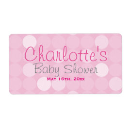 Roze MOD Polka Dot Baby shower Waterflesetiketten Etiket