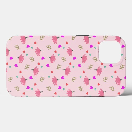 Roze modderbloemen met hart Case-Mate iPhone case (Achterkant (horizontaal))