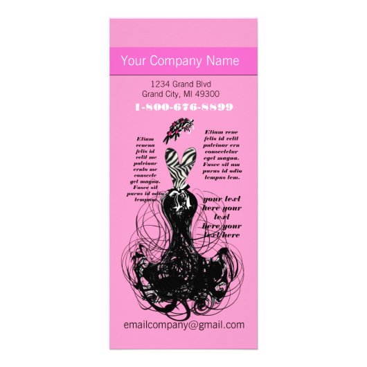 Roze Mode Diva Rack Card Reclamekaart (Voorkant)