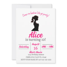 Roze Mode Doll Verjaardagsfeestuitnodiging