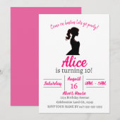 Roze Mode Doll Verjaardagsfeestuitnodiging Kaart (Voorkant / Achterkant)