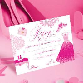 Roze Mode Dream Gown Garderobe Quinceanera Party RSVP Kaartje