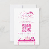 Roze Mode Dream Gown Quinceanera QR Code RSVP Kaartje (Voorkant)