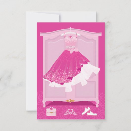 Roze Mode Dream Gown Quinceanera QR Code RSVP Kaartje (Achterkant)