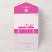 Roze Mode Droom Prinses Gown Quinceanera Party All In One Uitnodiging (Buitenkant)