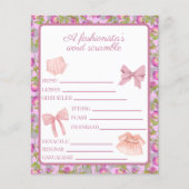Roze Mode Girl Birthday Word Scramble Activity (Voorkant)