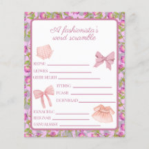 Roze Mode Girl Birthday Word Scramble Activity
