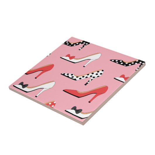  roze mode hakken tegeltje (Zijkant)