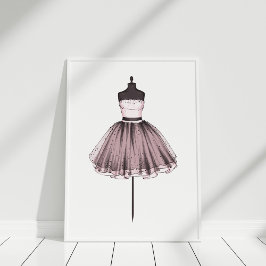 Roze Mode illustratiejurk op Mannequin Poster