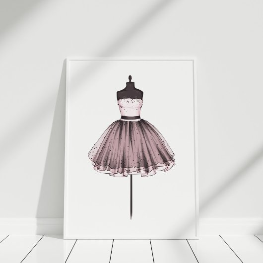 Roze Mode illustratiejurk op Mannequin Poster