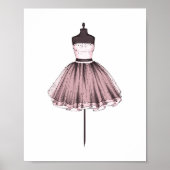 Roze Mode illustratiejurk op Mannequin Poster (Voorkant)