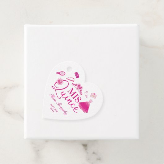 Roze Mode jurk garderobe quinceanera dank u Bedankjes Labels (In situ)