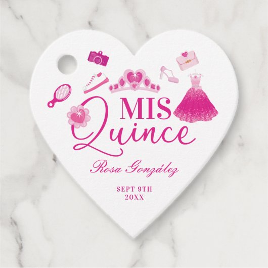 Roze Mode jurk garderobe quinceanera dank u Bedankjes Labels (Voorkant)