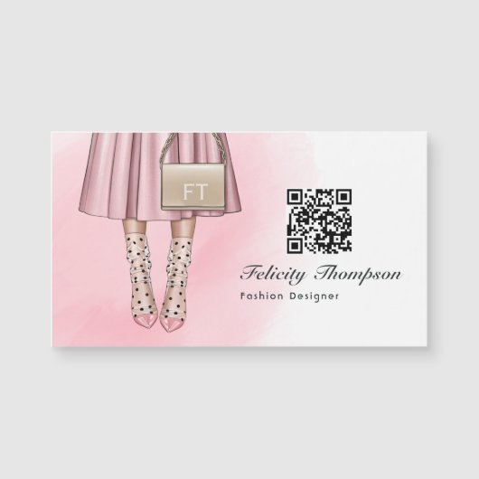 Roze Mode Ontwerper Monogram QR Code (Voorkant)