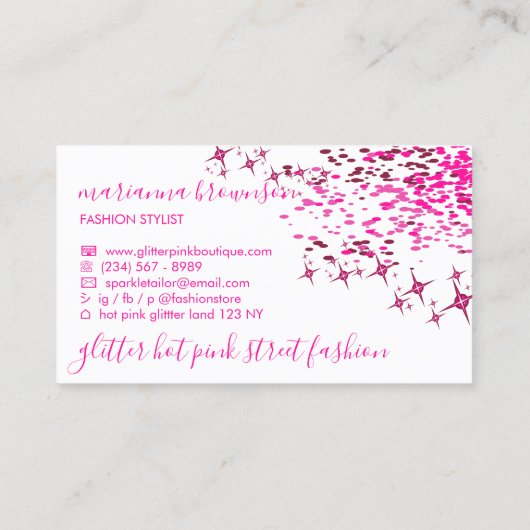 Roze Mode-opmaaklijst voor tapijten Visitekaartje (Achterkant)