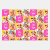 Roze Mode Personaliseer Tekst Meisje Verjaardag Inpakpapier Vel (Voorkant 3)