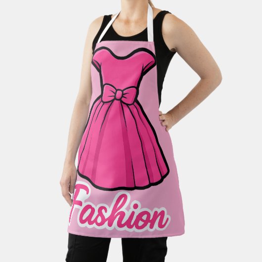 Roze modejurk sticker schort (Insitu)