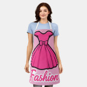 Roze modejurk sticker schort (Gedragen)