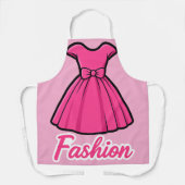 Roze modejurk sticker schort (Voorkant)