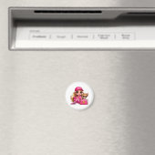 Roze modepop en puppy fleece deken magneet (Insitu (Vaatwasser))
