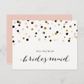 Roze ModerConfetti-Stippen zijn mijn Bridesmaid Uitnodiging Briefkaart (Voorkant / Achterkant)