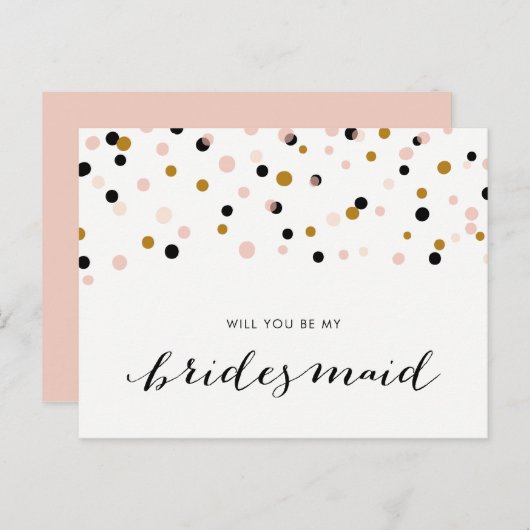 Roze ModerConfetti-Stippen zijn mijn Bridesmaid Uitnodiging Briefkaart (Voorkant / Achterkant)