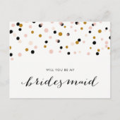 Roze ModerConfetti-Stippen zijn mijn Bridesmaid Uitnodiging Briefkaart (Voorkant)