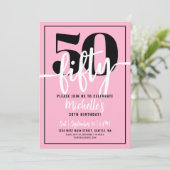 Roze Modern 50ste verjaardagsfeest Kaart (Staand voorkant)