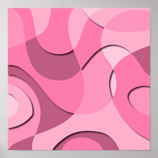 Roze modern Abstract fragmentair papier Poster (Voorkant)
