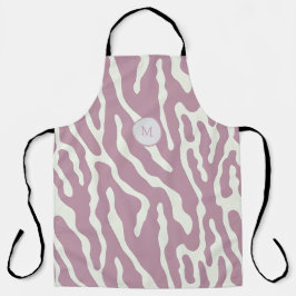 Roze Modern Abstract Golflijn Patroon monogram  Schort