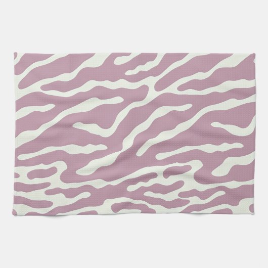 Roze Modern Abstract Golflijn Patroon Theedoek (Horizontaal)