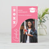 Roze Modern Afstuderen Foto Kaart (Staand voorkant)