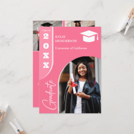 Roze Modern Afstuderen Foto Kaart