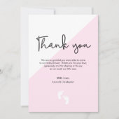Roze modern Baby shower Dank je baby Kaart (Voorkant)